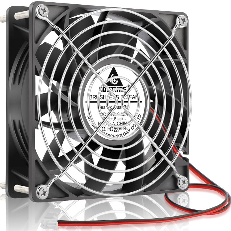 GDSTIME 140mm x 38mm High Static Pressure Fan 24V 2-Pin - 140x140x38mm Dual Ball Bearing Brushless Cooling Fan for CPU Coolers, Heat Sinks, Radiators - Image 1